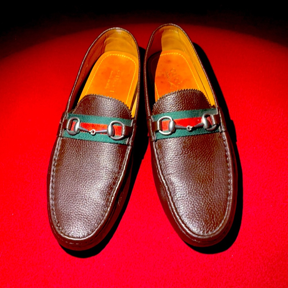 Gucci Leather Driver With Web